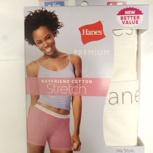 Hanes Premium Boyfriend Cotton Stretch Mid-Thigh 4 pairs extra large white color